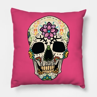 Sugar Skull with Flowers Pillow