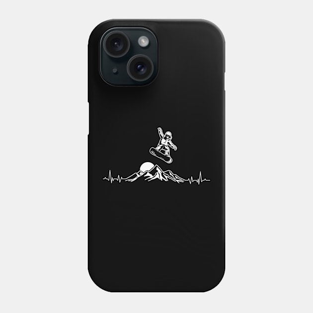 Snowboarder Heartbeat Snowboarding Heart Mountain Phone Case by theperfectpresents