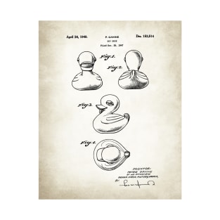 Rubber Duck Patent Poster Vintage Paper Background T-Shirt