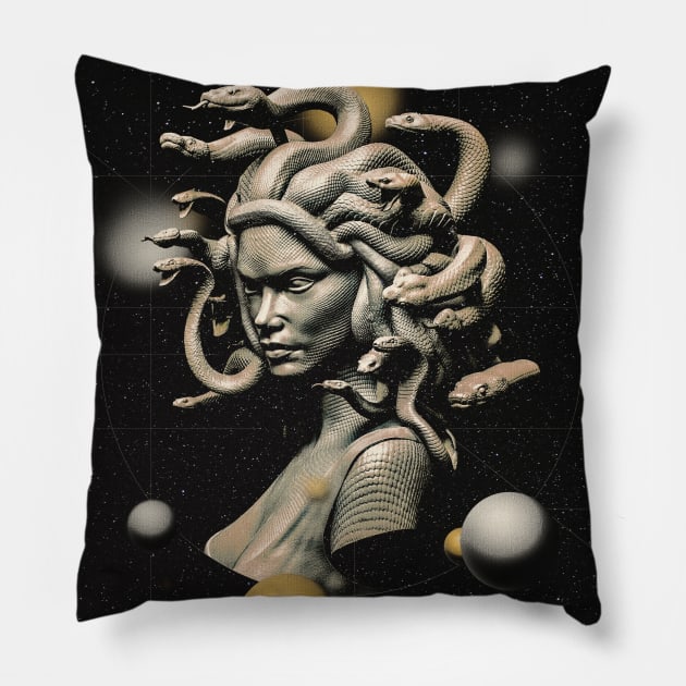 Head Of Medusa, Medusa Greek Mythology, The Gorgon Medusa Portrait II Pillow by Jaguarts