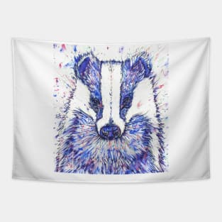 BADGER watercolor and ink portrait Tapestry