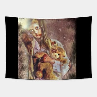 Zombie Girl with Teddy Tapestry