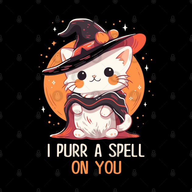 Funny Cat Pun Witch Spell Graphic Men Kids Women Halloween by KsuAnn