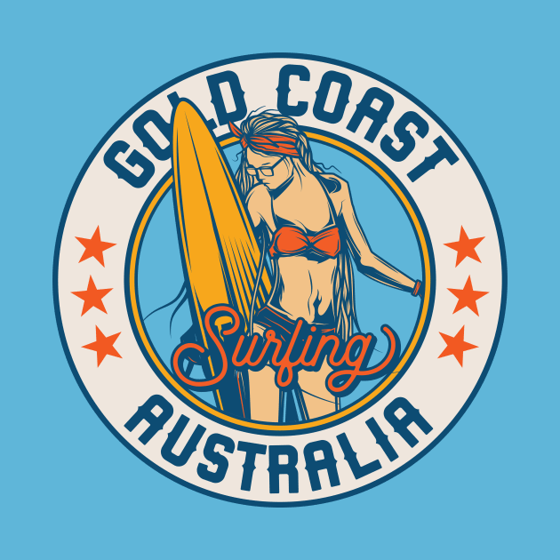 Vintage Surfing Badge for Gold Coast, Australia by SLAG_Creative