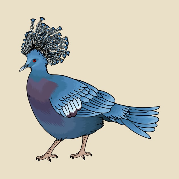 Victoria crowned pigeon bird cartoon illustration by Cartoons of fun