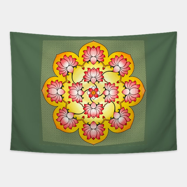 Lotus mandala Tapestry by Prita_d