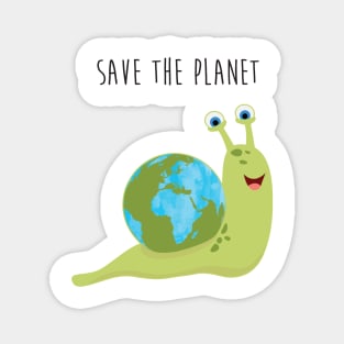 Save the Planet - Happy Earth Day - Snail and his Earth House Magnet