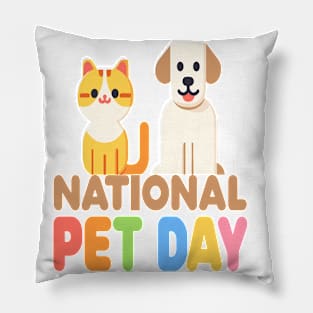 Colorful Companions: National Pet Day Celebration Pillow