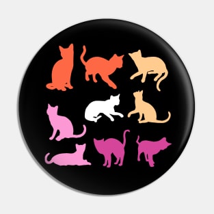 Cats in Lesbian Pride Flag Colors Pin