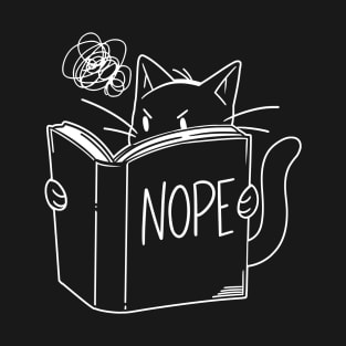 Cat Reading Book NOPE by Tobe Fonseca T-Shirt