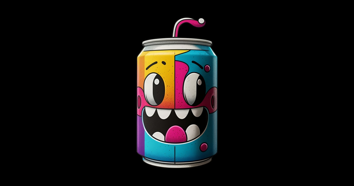 Trippy cartoon soda can - Trippy - Sticker | TeePublic