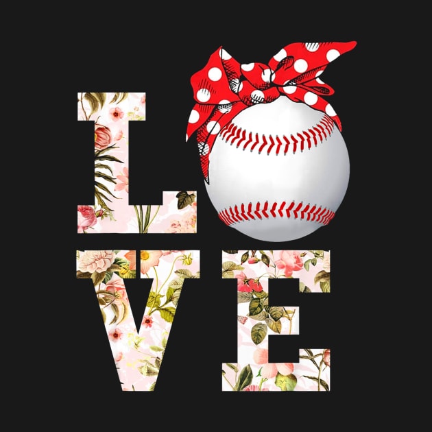 Summer Women Girls Love Baseball Shirt Floral Mothers Day by Chicu