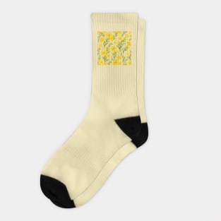 Freesia Watercolor Floral Pattern Socks