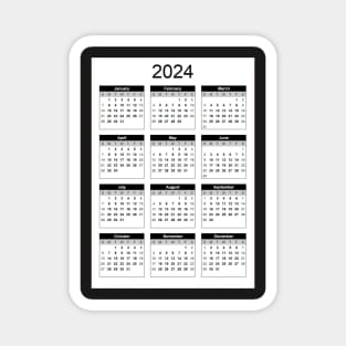 Black and white Calendar 2024 Wall Calendar - student Stickers Pack Collection Magnet