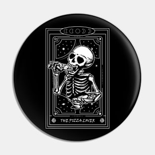 Funny Tarot Card Skeleton with Pizza Slice Pin