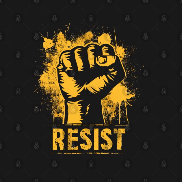 Resist Protest fist - Yellow Gold by UrbanLifeApparel