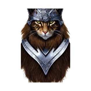 Viking Cat Portrait in Armour T-Shirt