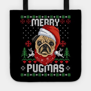 Merry Pugmas Xmas Gifts Ugly Christmas Sweater - Santa Pug Tote