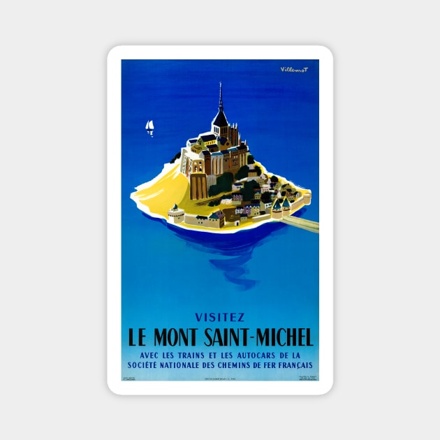 Vintage Travel Poster France Mont Saint Michel Magnet by vintagetreasure