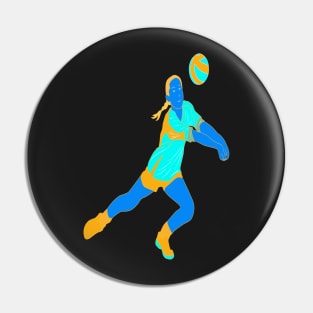 SURREAL RETRO NEON GIRL VOLLEYBALL PLAYER Pin