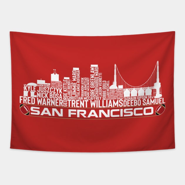 San Francisco Football Team 23 Player Roster, San Francisco City Skyline Tapestry by Legend Skyline