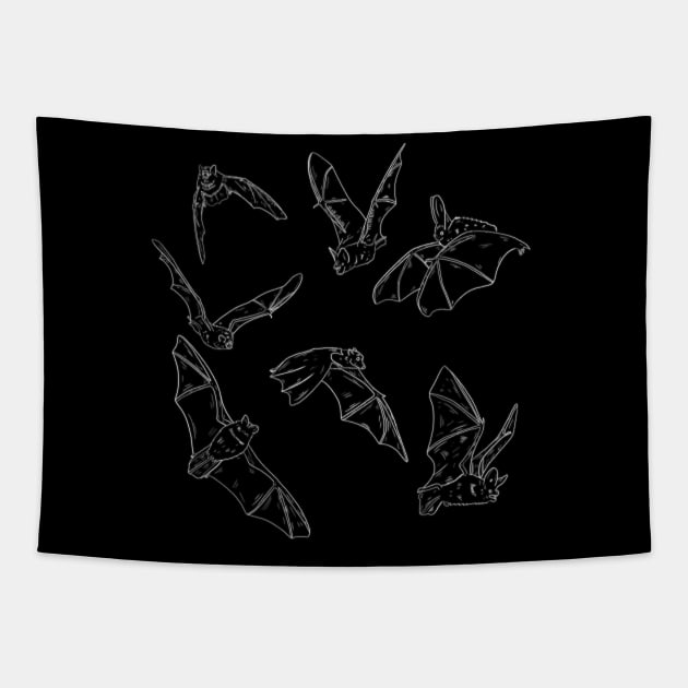 Flying Bats Tapestry by WiseWitch