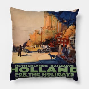 Holland for the Holidays Vintage Poster 1925 Pillow