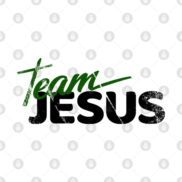 Team Jesus Catholic Distressed Christian Tee | Green and Black by jonathanptk