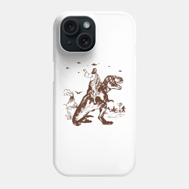 Jesus Riding Dinosaur Phone Case by Jenna Lyannion