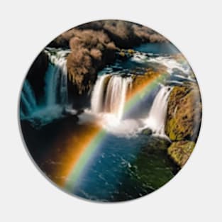 Wonderfull waterfall with a rainbow #2 Pin