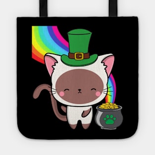 Funny white cat celebrates st patricks day Tote