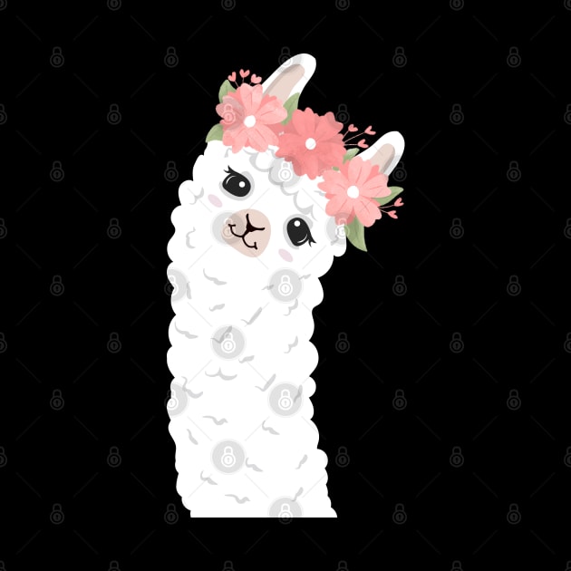 Floral Crown Llama Pink Flowers by Magnificent Butterfly