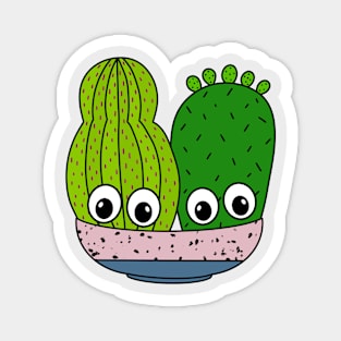 Cute Cactus Design #330: Cute Cacti Arrangement In Pottery Bowl Magnet