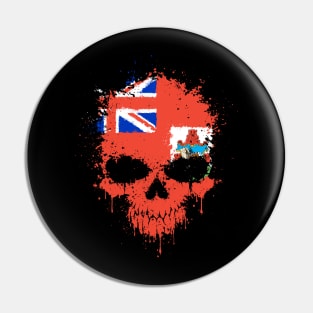 Chaotic Bermudan Flag Splatter Skull Pin