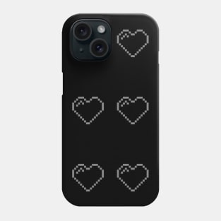 Pixel Art: GREY HEART Outiline Emoji Bitmap Phone Case