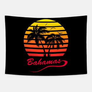 Bahamas 80s Tropical Sunset Tapestry