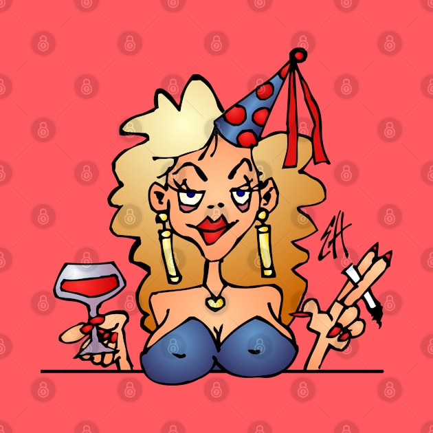 Drunken woman on a birthday party by Cardvibes