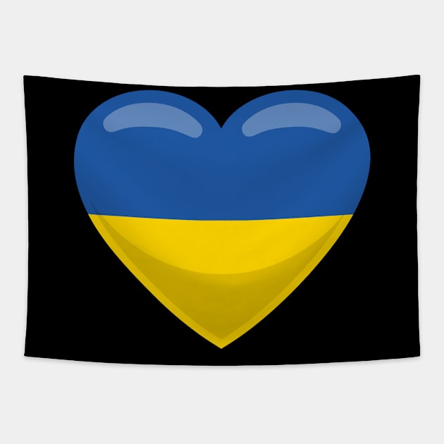 I Love Ukraine Ukrainian Flag Heart Tapestry by BramCrye