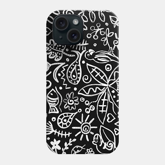 Animal Carnival by Night (black and white) Phone Case by MagaliModoux