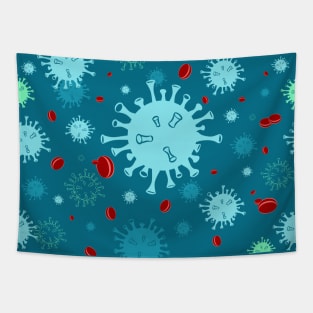 Seamless Pattern Turquoise Virus Disease Tapestry