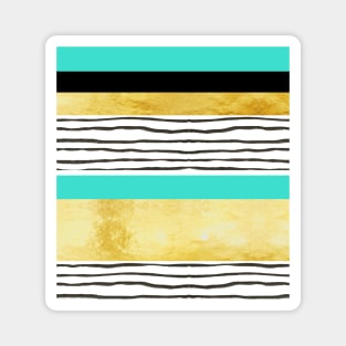 Turquoise gold black abstract watercolor design Magnet