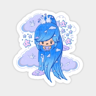 Cute blue cloud bubble head girl in kawaii style Magnet