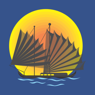 Sailing Boat Under Moon Light T-Shirt