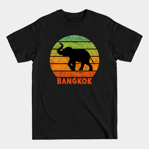 Disover Bangkok Elephant Silhouette On A Rainbow Of Sunset Colors - Bangkok - T-Shirt