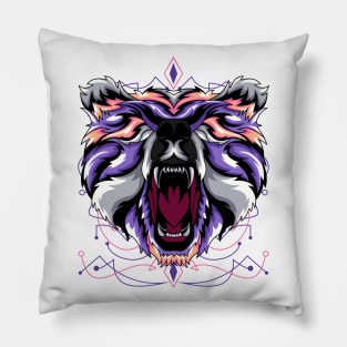 roar bear vintage retro Pillow