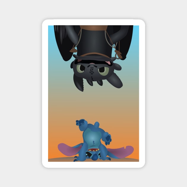 Stitch and Toothless Magnet by design-breeze