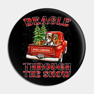 Christmas Beagle Through The Snow Dog Santa Truck Tree Pin