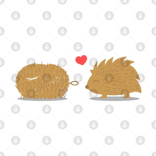 Funny Hedgehog In Love With Scrub Brush by rustydoodle