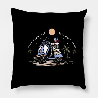 Skull and motorcycle Pillow