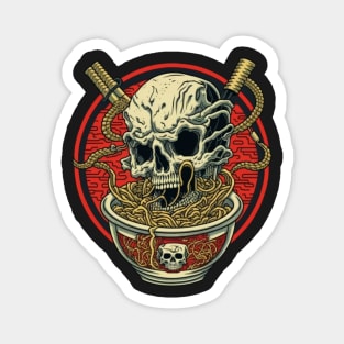 Creepy Great Ramen Bowl Japanese Noodles and skull Magnet